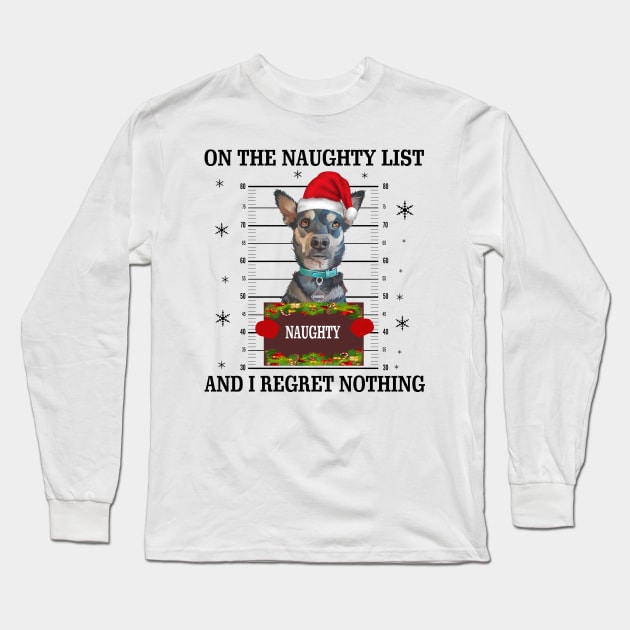 mugshot dog-On The Naughty List And I Regret Nothing Long Sleeve T-Shirt by Cube2